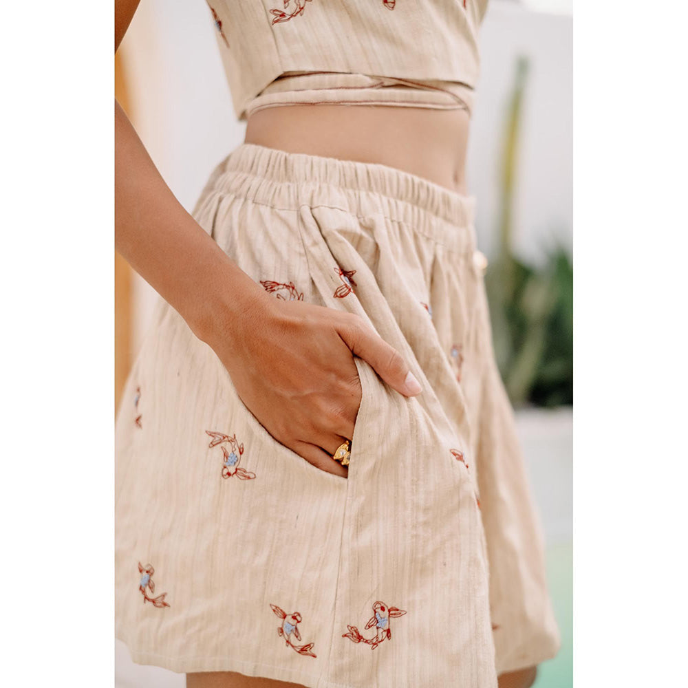 Auruhfy Estella Embroidered Top and Shorts (Set of 2)