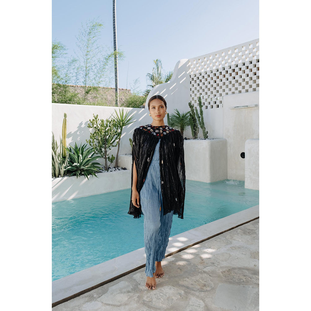 Auruhfy Blue Solid/Plain Sea Breeze Jumpsuit