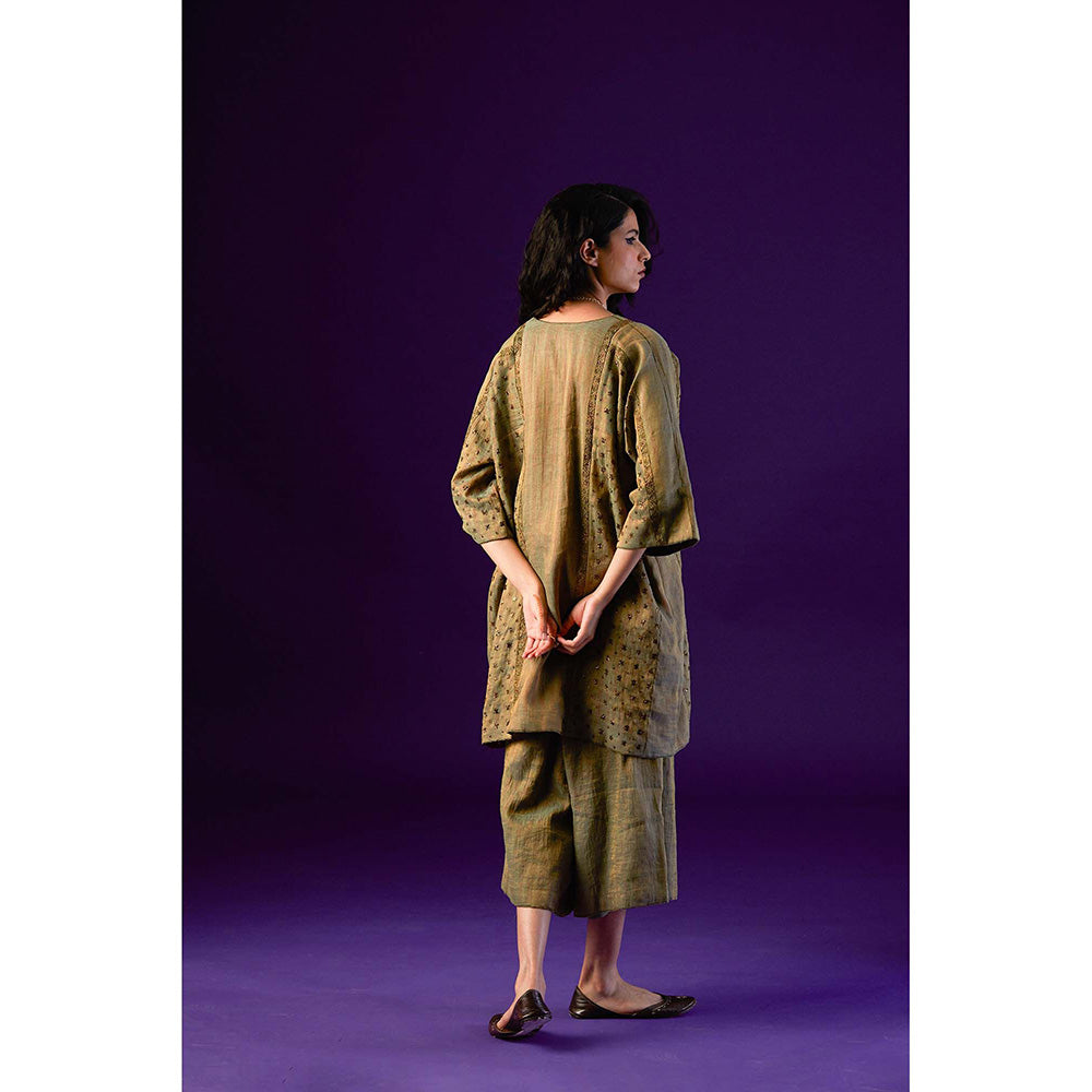 AURUL Light Green Cotton Silk Kurta with Palazzo (Set of 2)