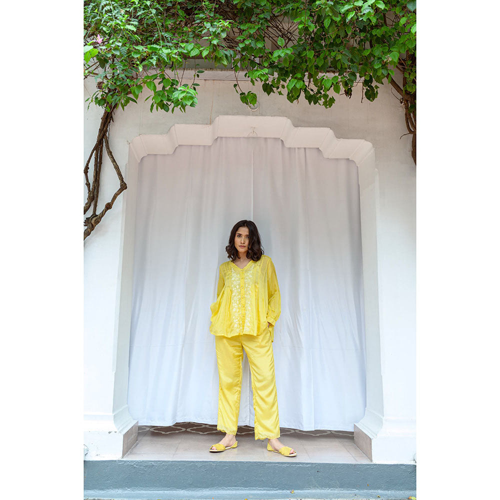 AYAKA Tully Yellow Pleated Top