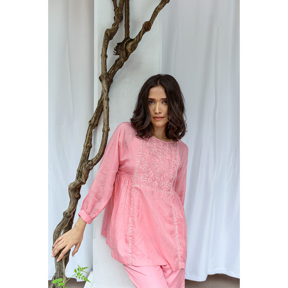 AYAKA Paige Pink Top with Embroidered Yoke (Set of 2)