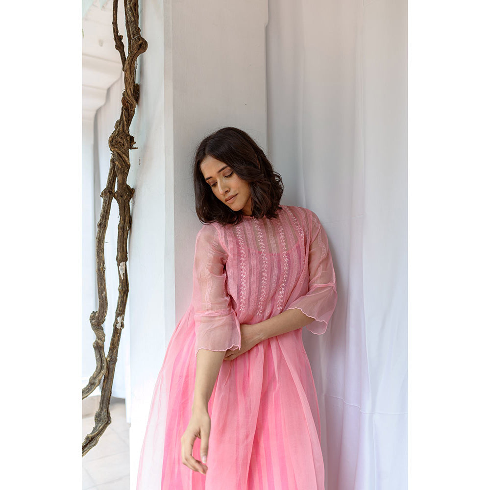 AYAKA Cheryl Pink Pleated Kurta (Set of 2)