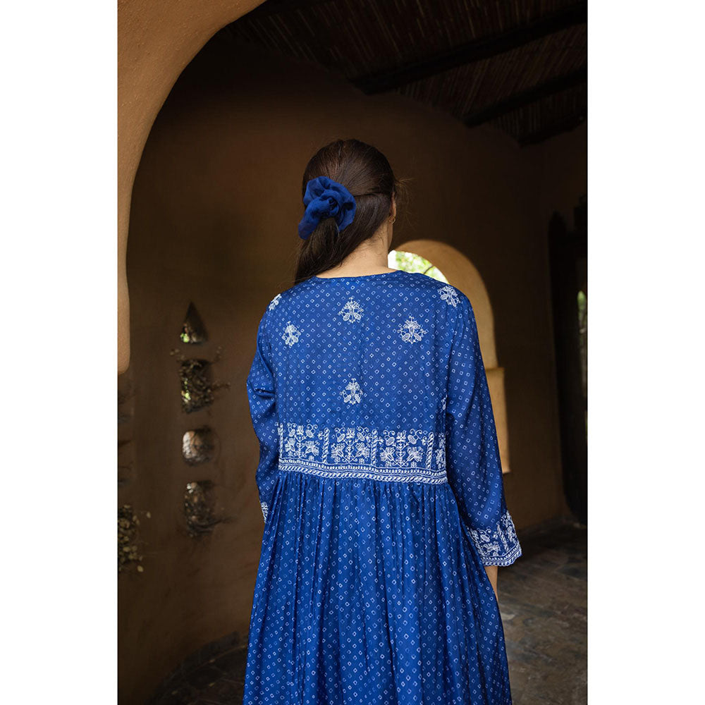AYAKA Karen Blue Bandhani Print Kurta