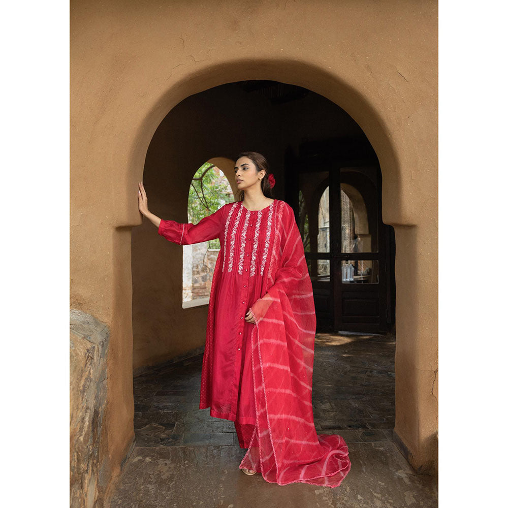 AYAKA Osho Blue Front Open Pintuck Dress