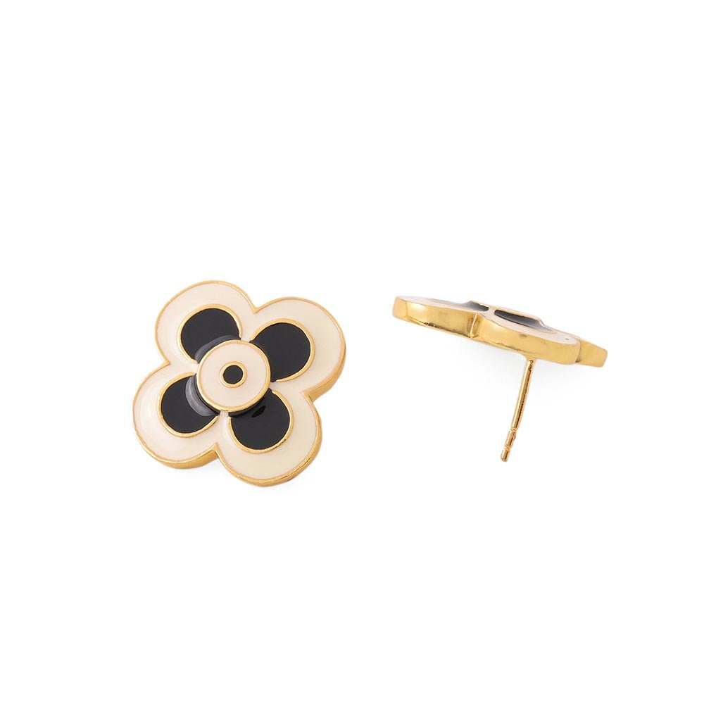AZGA Le Flore Studs - Ecru & Noir Earrings
