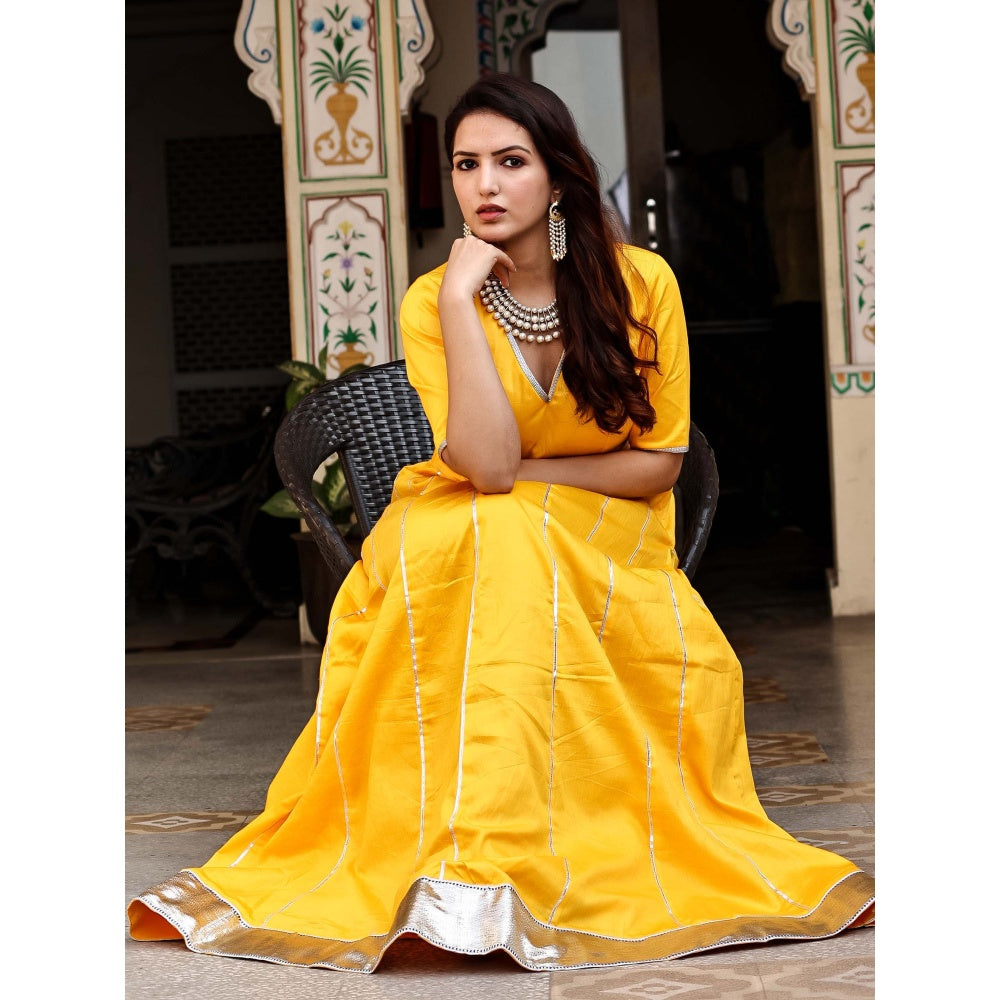 Bannhi by Priyanka Rathore Marigold Lehenga (Set of 3)