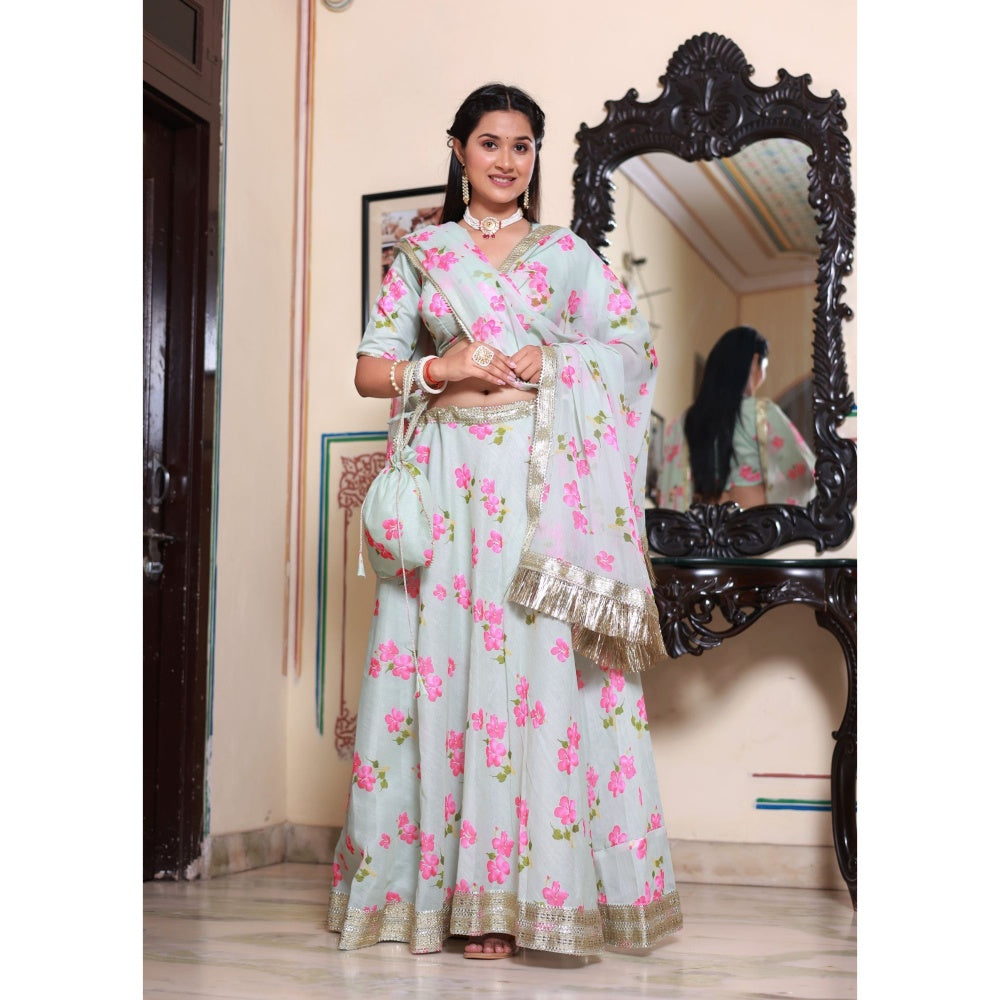 Bannhi by Priyanka Rathore Kalki Floral Printed Lehenga (Set of 4)
