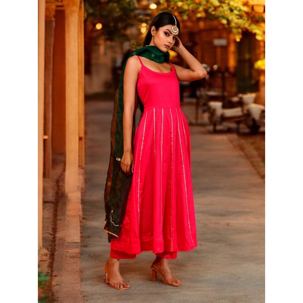 Bannhi Magenta Harshini Magenta Anarkali With Pant and Dupatta
