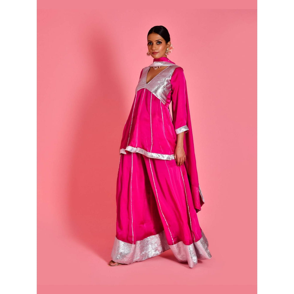 Bannhi Pink Manjari Kurta With Sharara and Dupatta