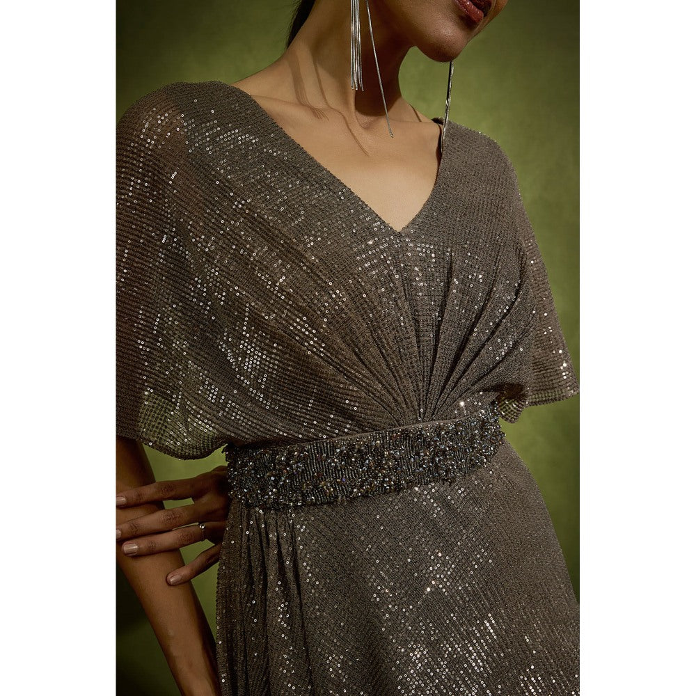 BABITA M Brown Sequin Embellished Gown