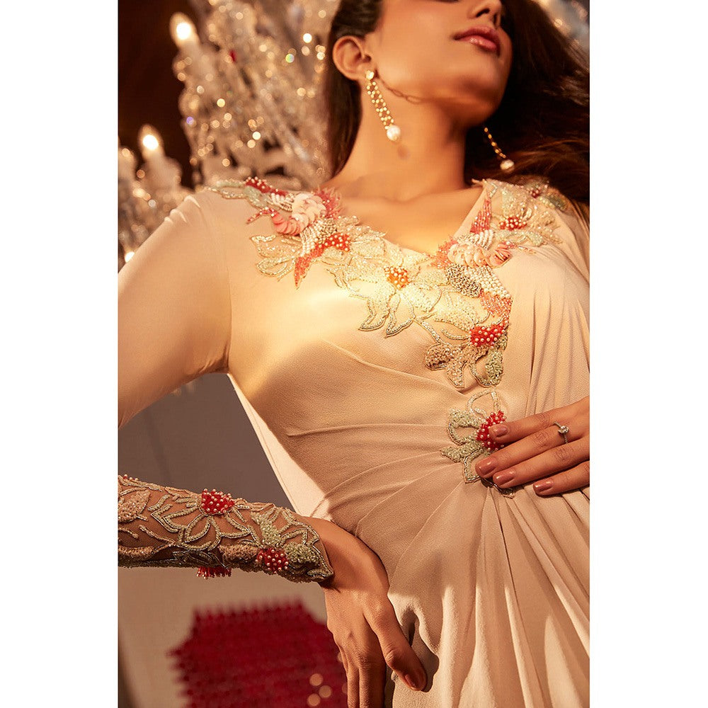 BABITA M Beige Ombre Drape Dress