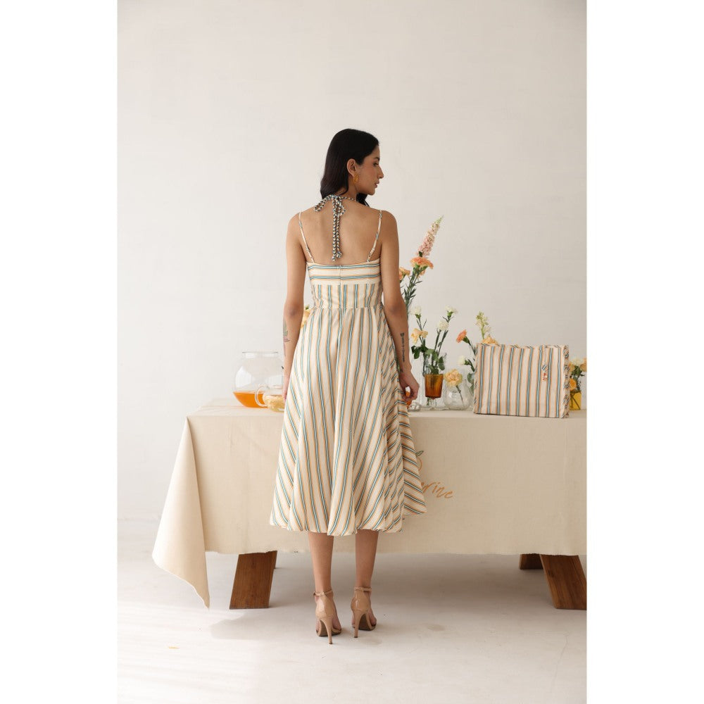 Baise Gaba Off White Stripes Sonnet Midi Dress