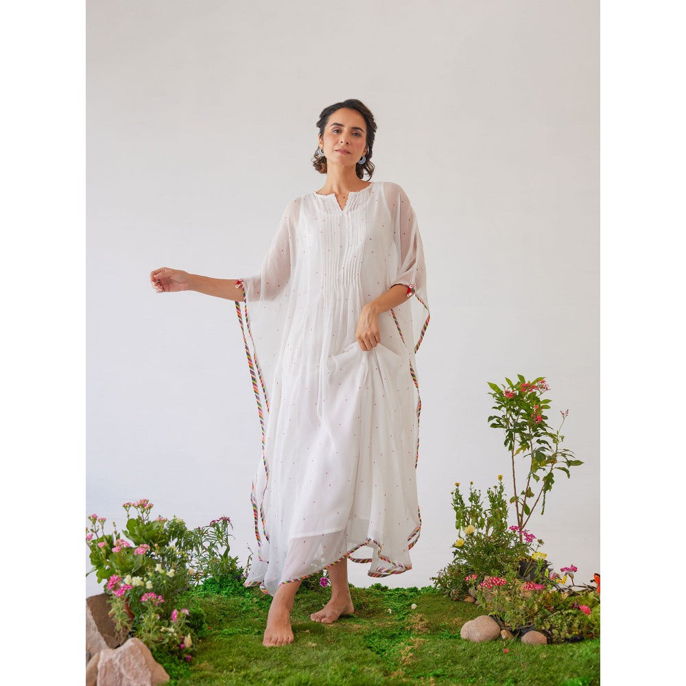 Baise Gaba White Polka Dots Raahat Kaftan