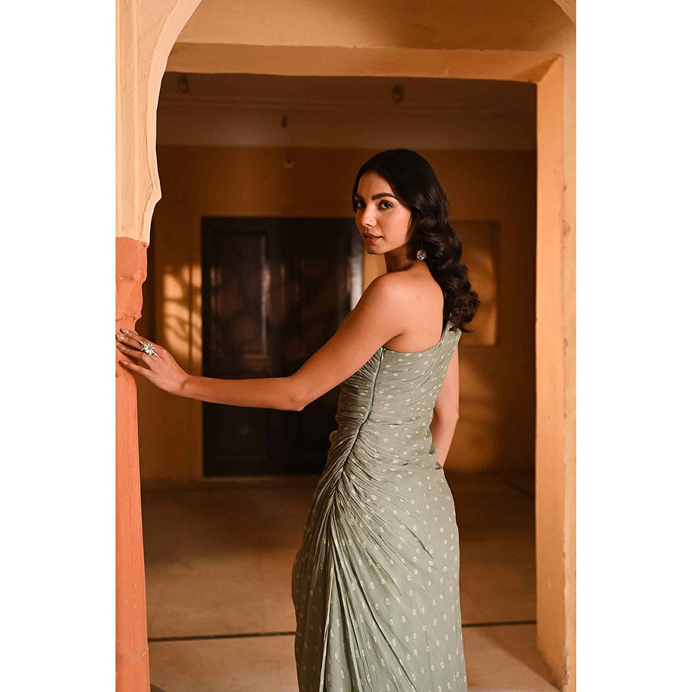 Baise Gaba Bandhani Green Dress