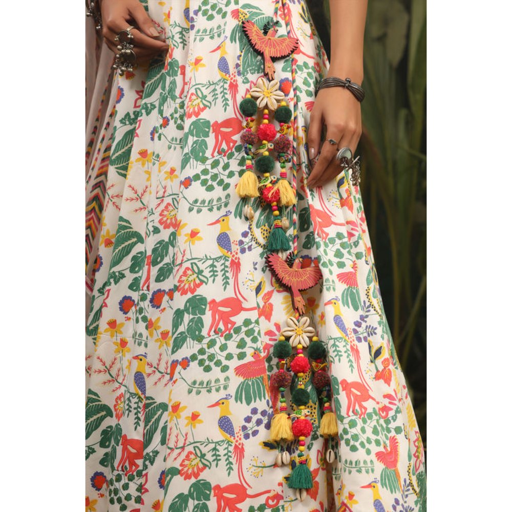 Baise Gaba Kahkashan White Lehenga with Blouse and Dupatta