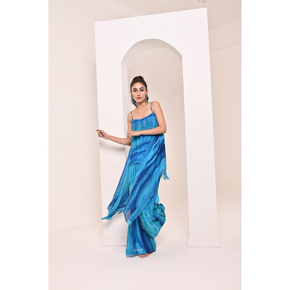 Bani Khurana Blue Printed Sleeveless Co-Ord (Set of 2)