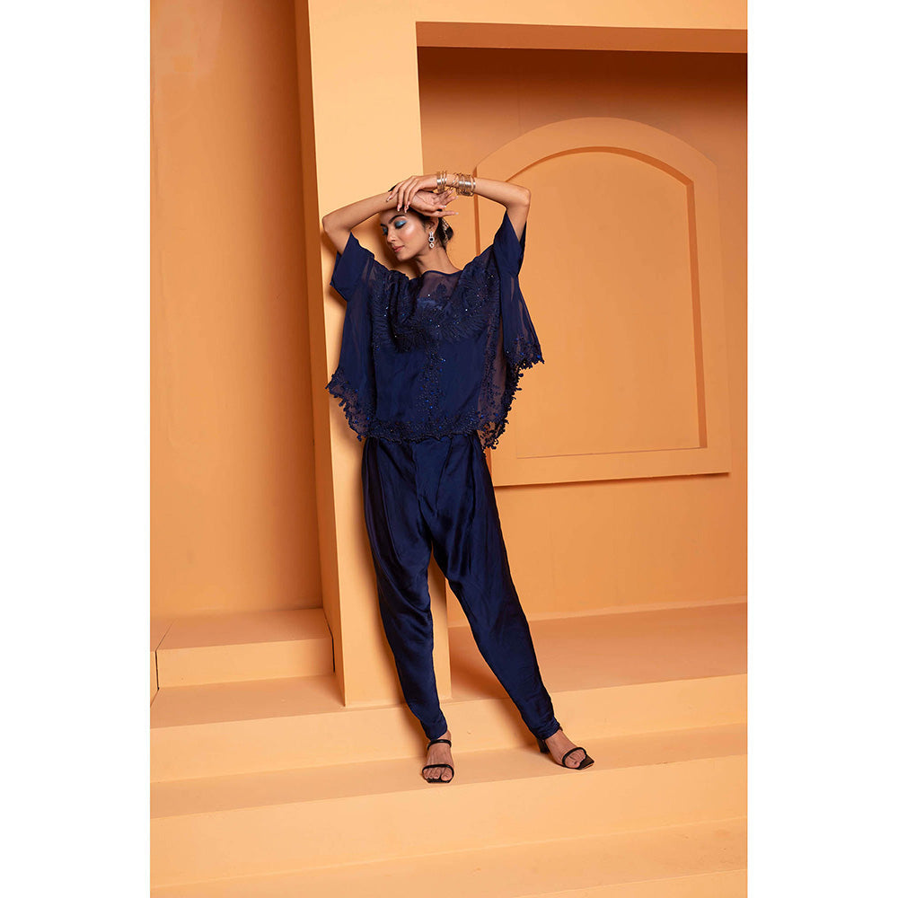 Bani Khurana Navy Blue Embellished Tunic with Dhoti and Inner (Set of 3)