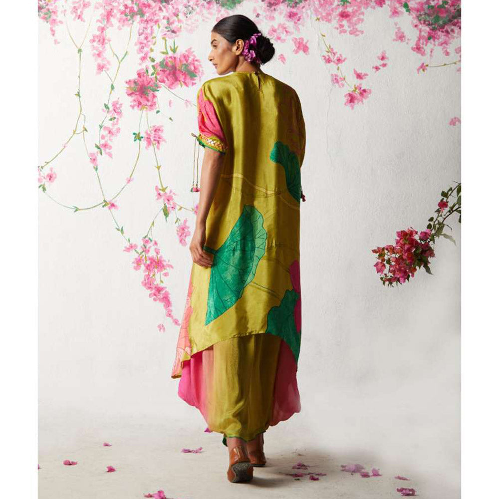 Basil Leaf Green Kurta with Dhoti Pant and Inner (Set of 3)