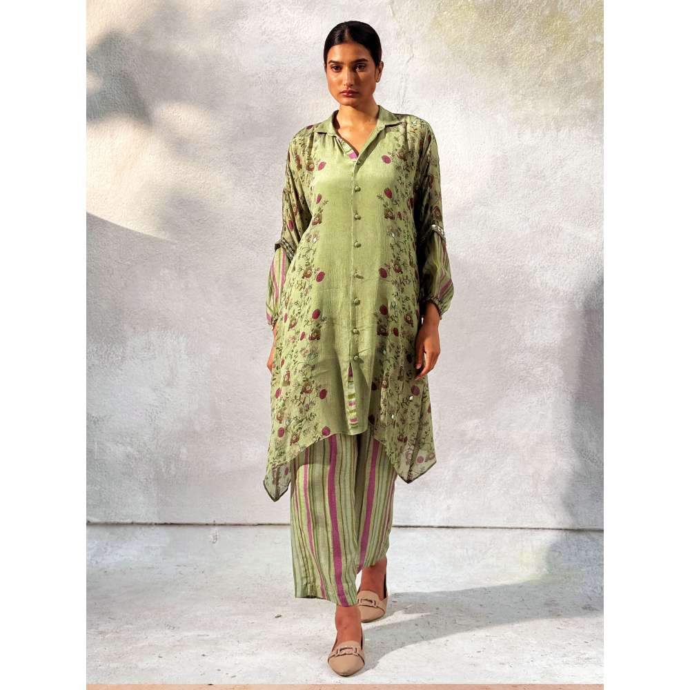 Basil Leaf Pista Green Kurta with Pant and Dupatta (Set of 3)