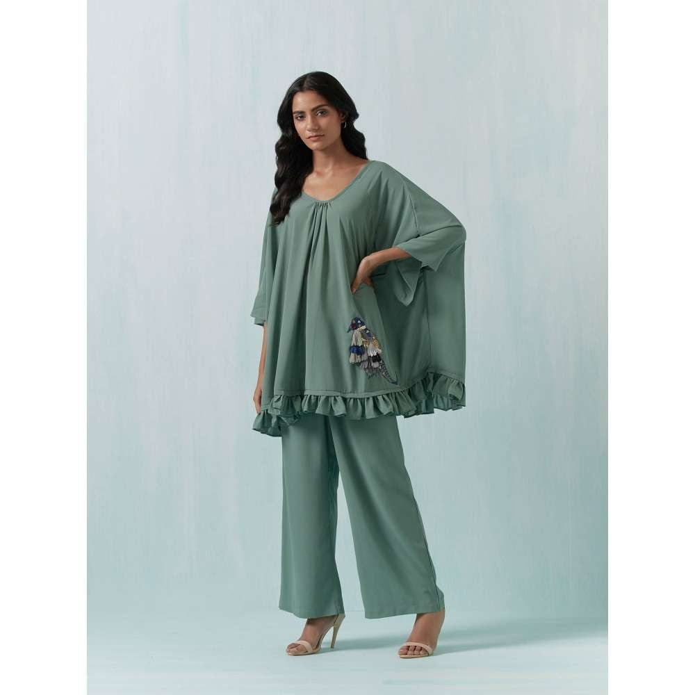 Basanti Kapde aur Koffee Green Moss Crepe Co-Ords (Set of 2)