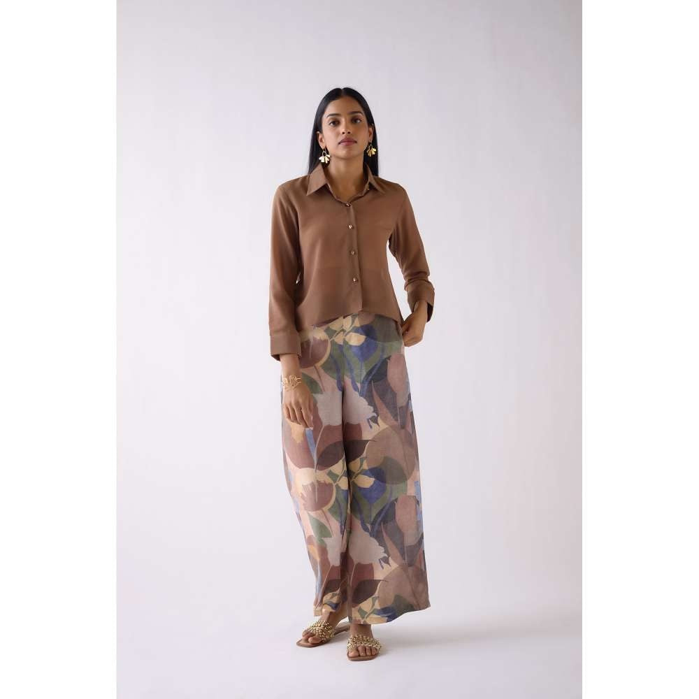 Basanti Kapde aur Koffee Multi-Color Wide Leg Printed Palazzo