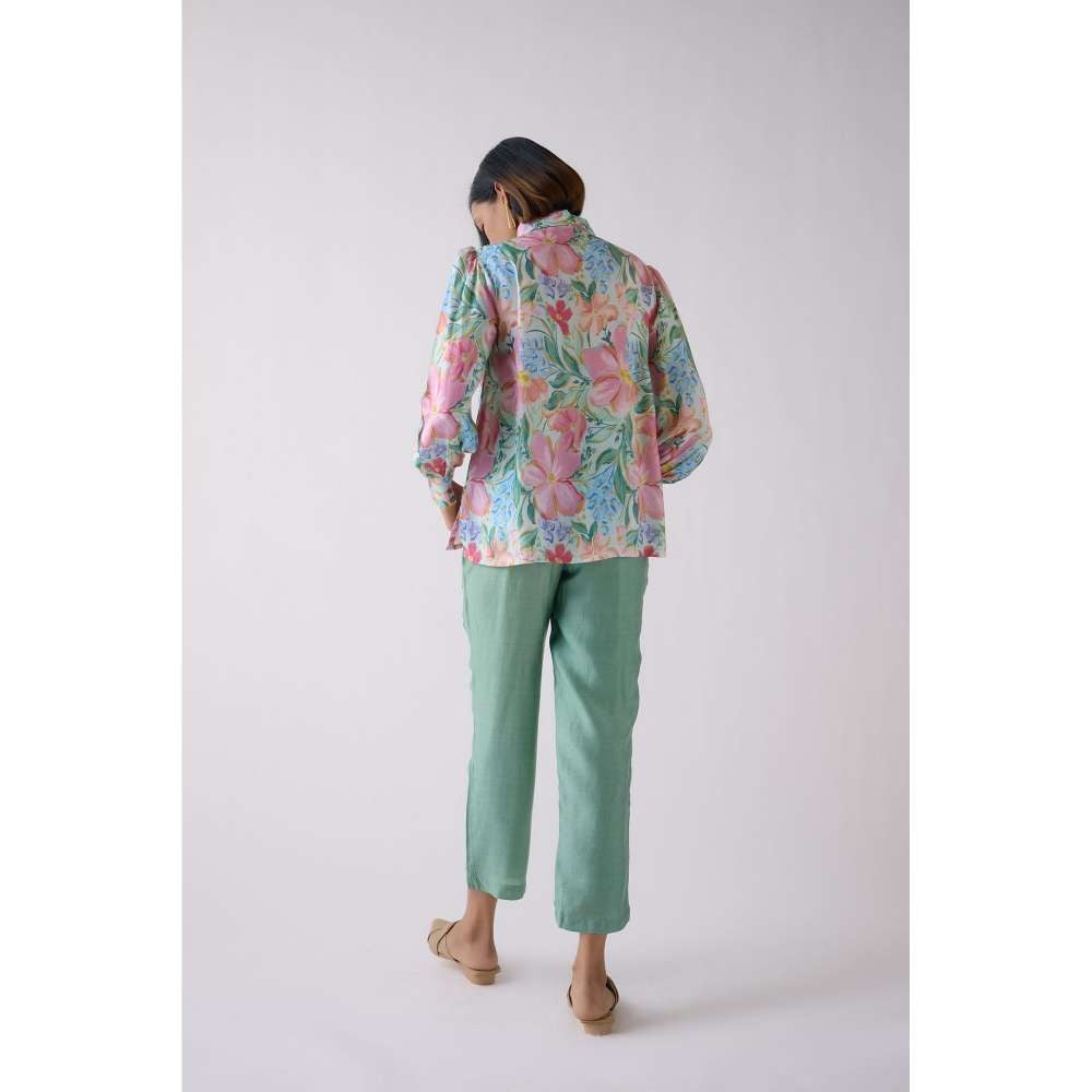 Basanti Kapde aur Koffee Green Straight Fit Pant