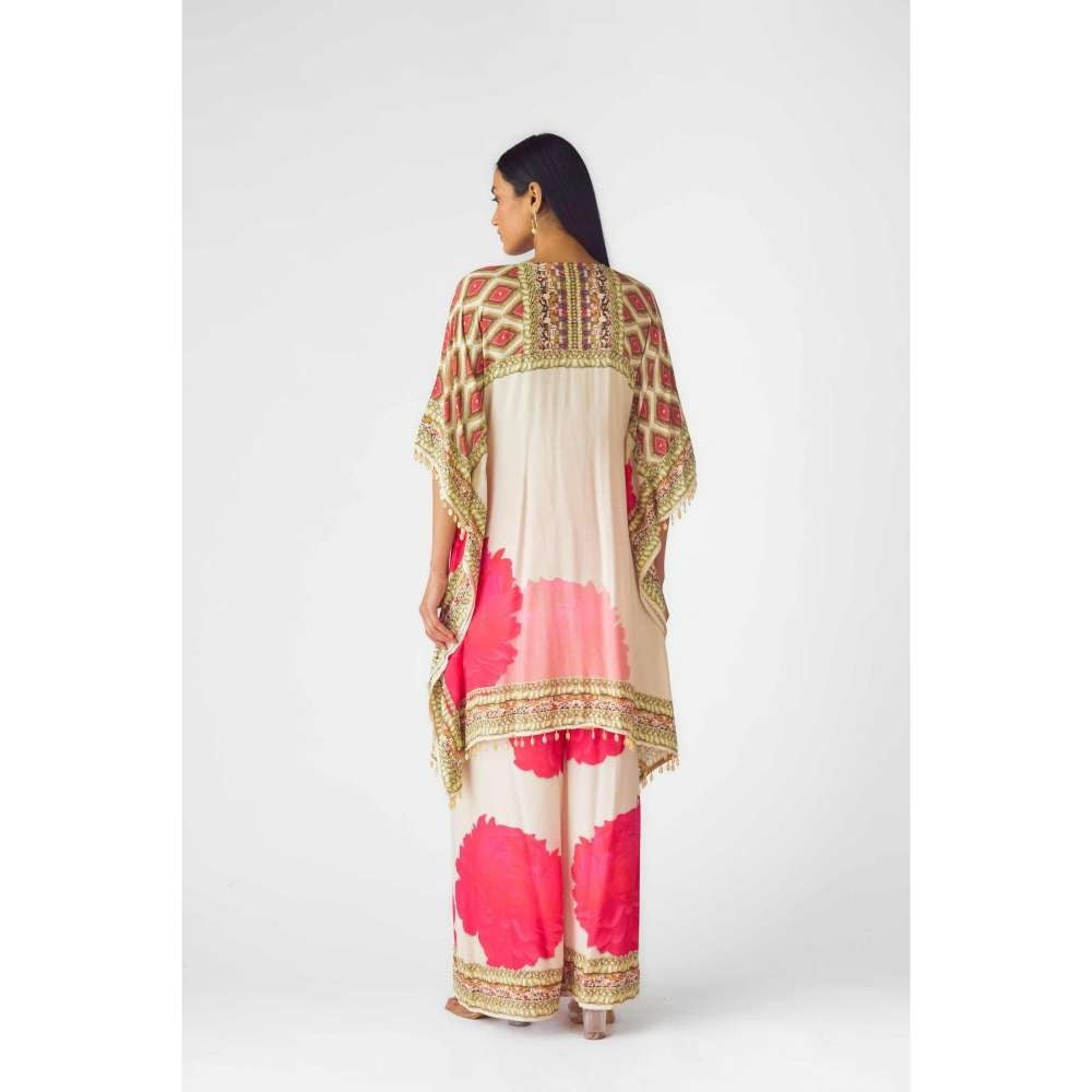 Basanti Kapde aur Koffee Womens Printed Beige Kaftan with Palazzo and Inner (Set of 3)