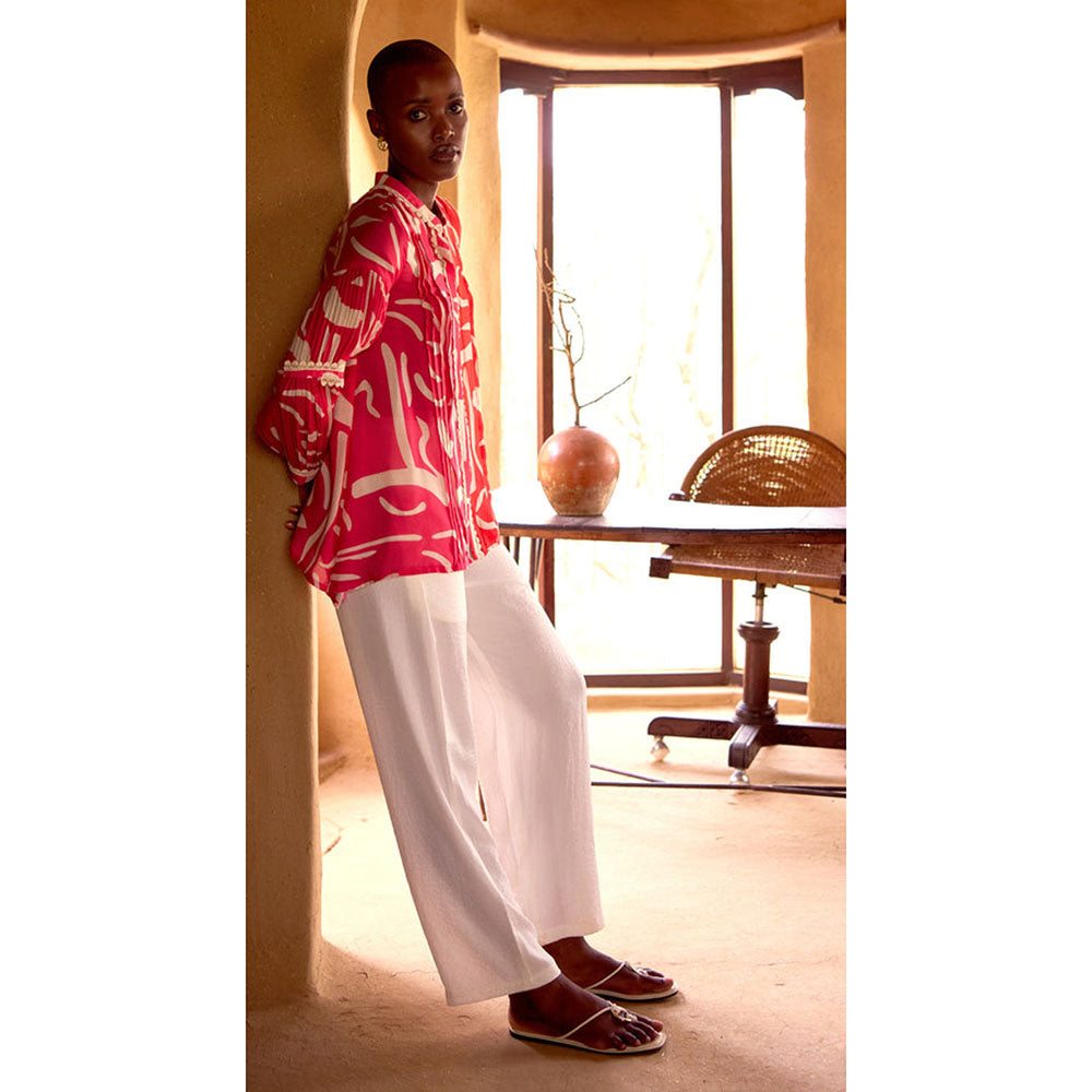 Basanti Kapde aur Koffee Pink Abstract Print Muslin Tunic