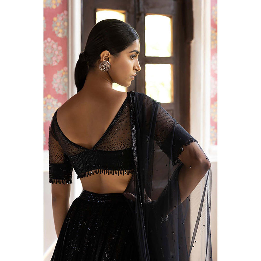Basanti Kapde aur Koffee Black Sequins Lehenga with Blouse and Dupatta