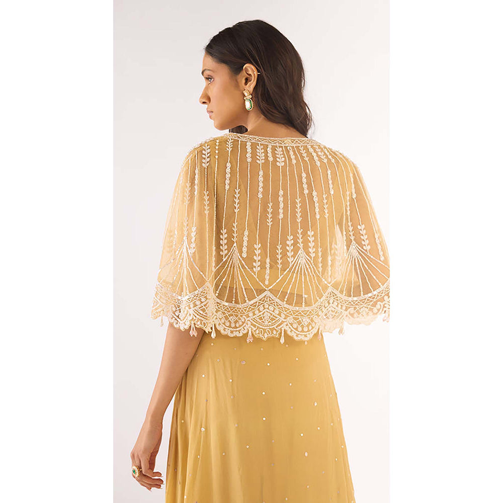 Basanti Kapde aur Koffee Gold Georgette Embroidered Lehenga with Blouse and Jacket