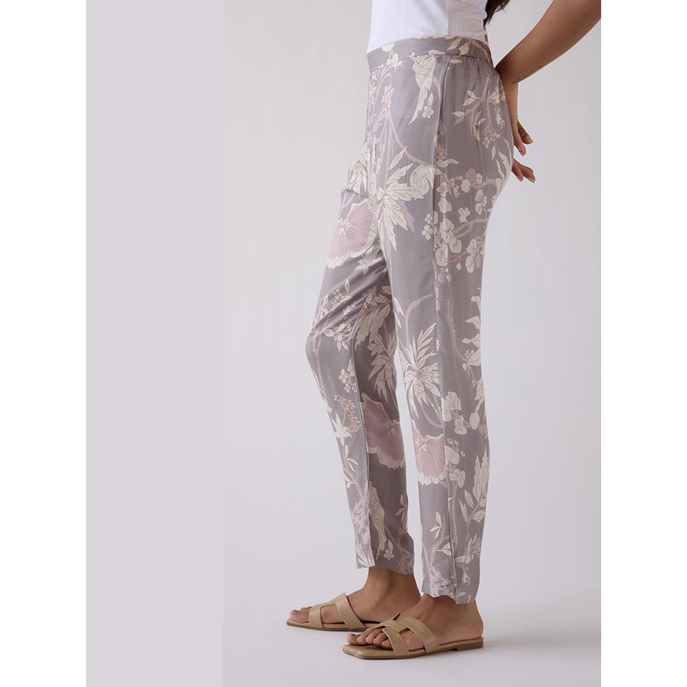 Basanti Kapde aur Koffee Grey Straight-Fit Printed Pant