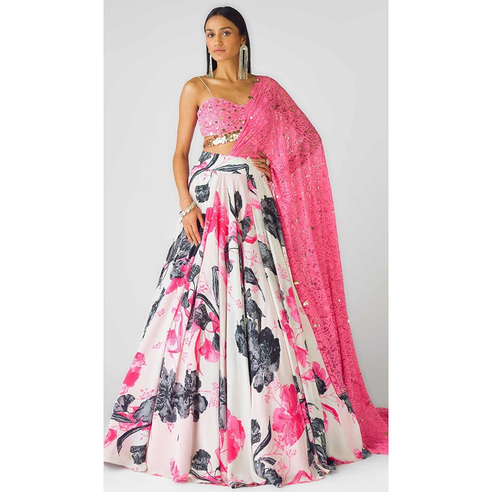 Basanti Kapde aur Koffee The Wildflower Euphoria Pink Lehenga with Stitched Blouse and Dupatta