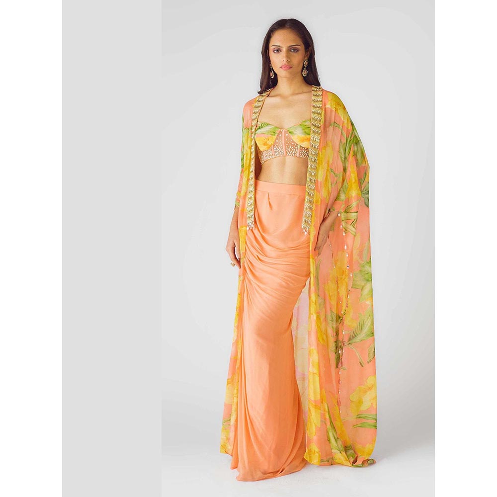 Basanti Kapde aur Koffee The Soft Peach Blooms Cape Set