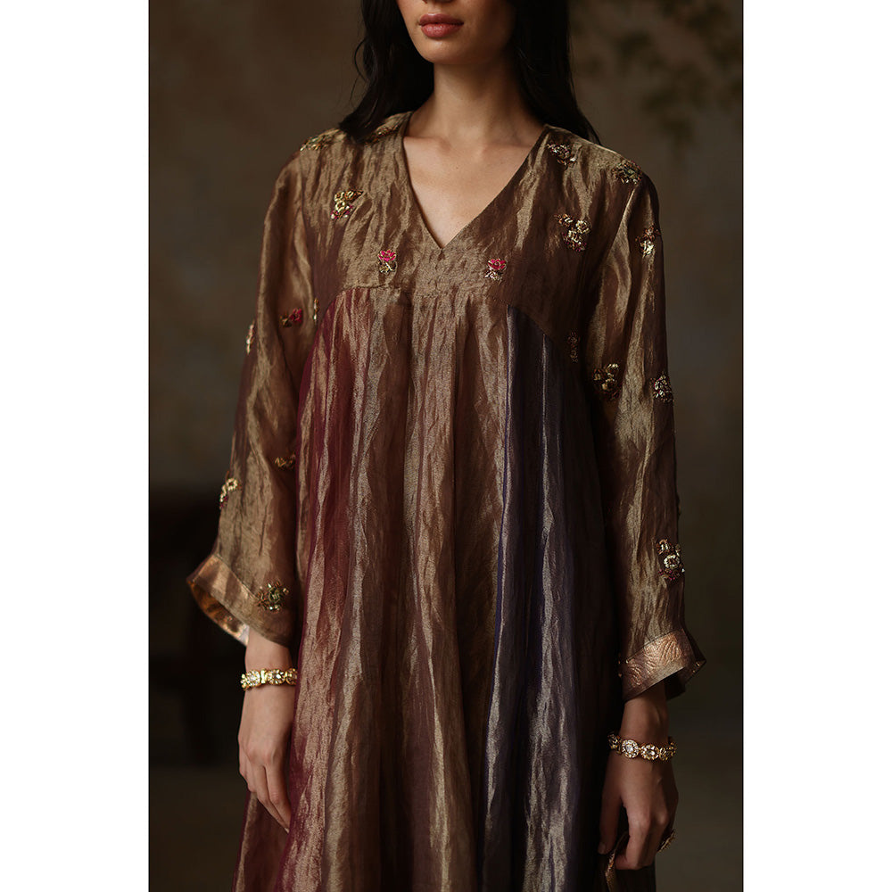 Begum Pret Saanjh Multi-Color Anarkali Kurta with Pant and Dupatta (Set of 3)