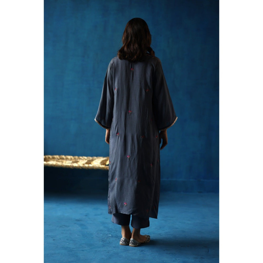 Begum Pret Blue & Pink Imly Phiran Kurta with Pants (Set of 2)