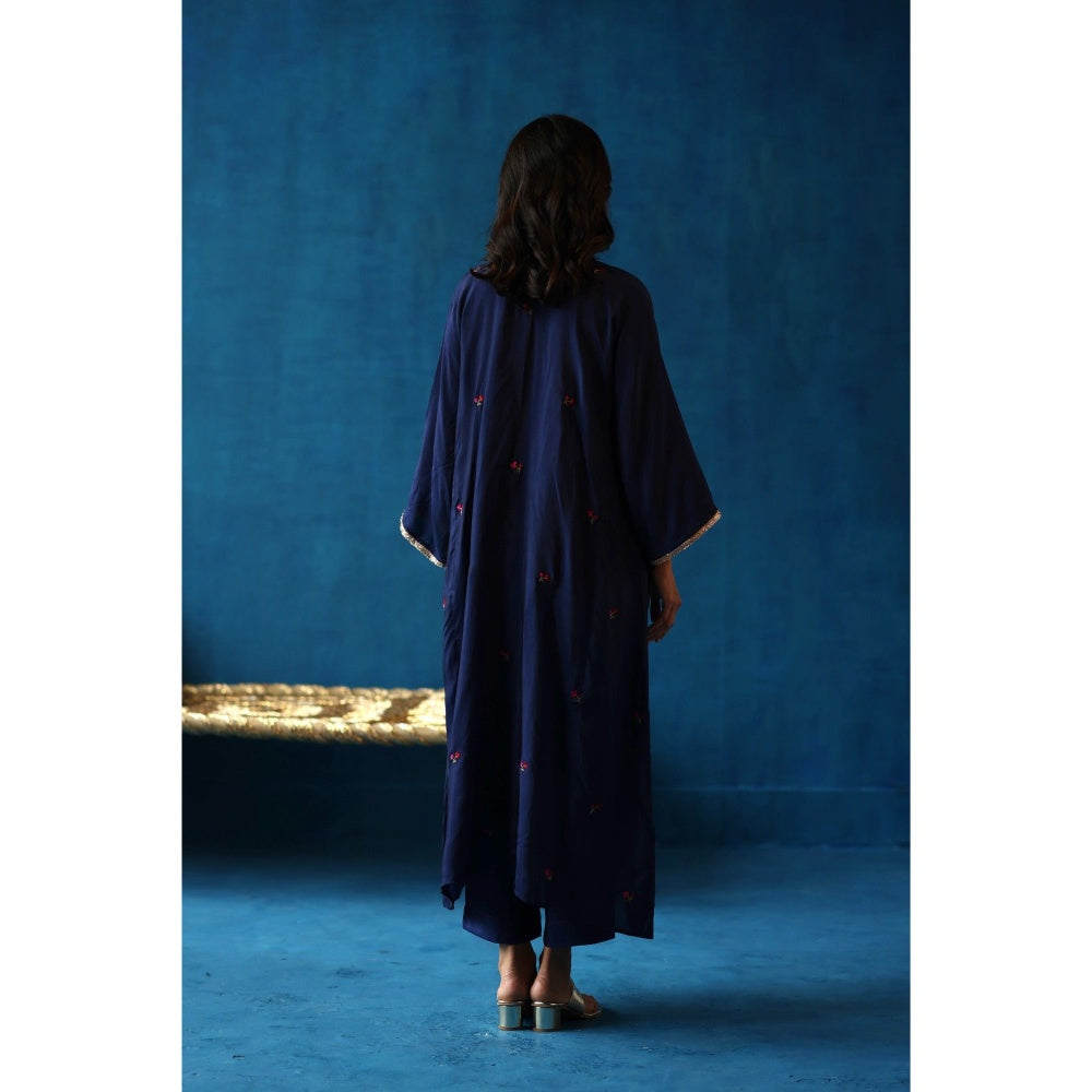 Begum Pret Navy Blue Imly Phiran Kurta with Pants (Set of 2)