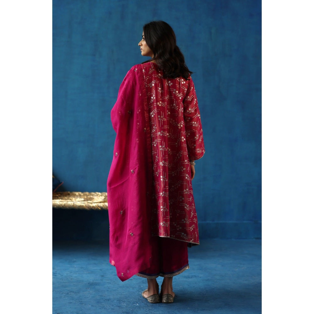 Begum Pret Pink Aam Panna Kurta & Pant with Dupatta (Set of 3)