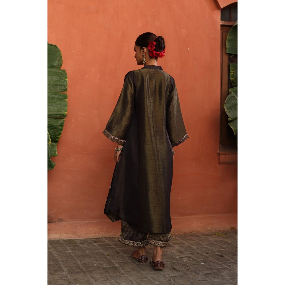 Begum Pret Purple Tara Kurta with Pant and Dupatta (Set of 3)