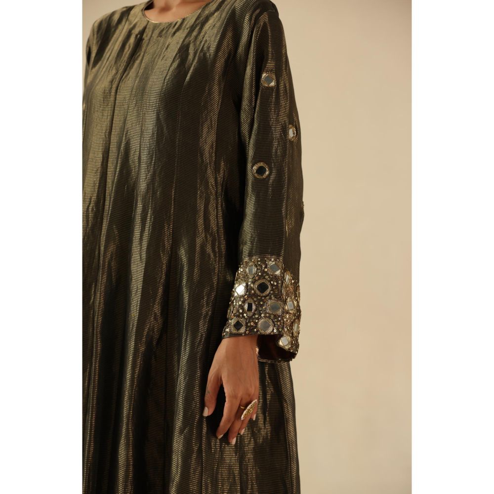 Begum Pret Charcoal Afsana Kalidar Anarkali with Pant and Dupatta