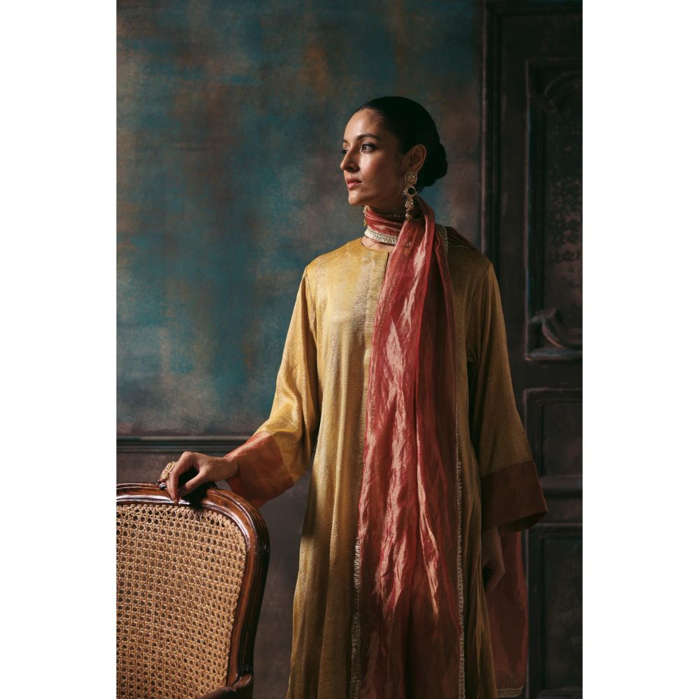 Begum Pret Yellow Gauhar Kurta Wit Pant and Dupatta