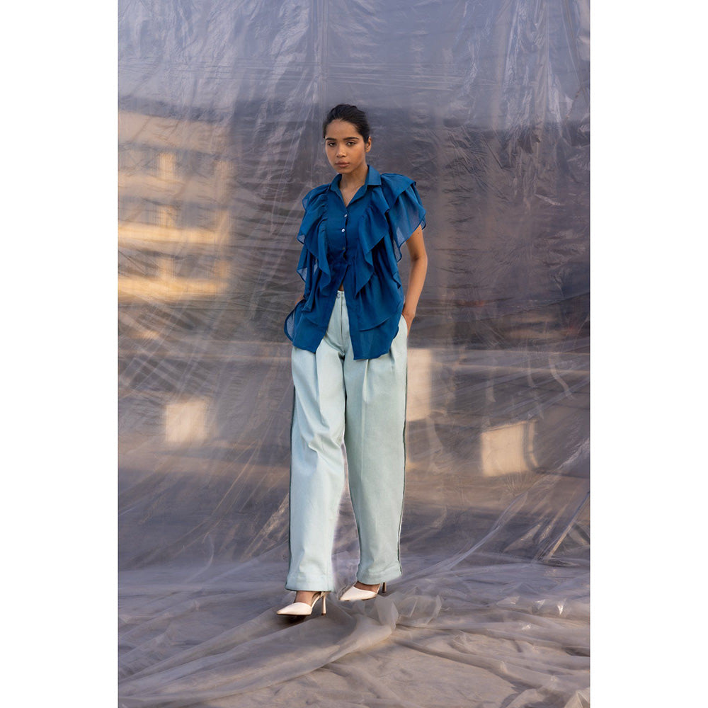 BENNCH Frilled Denim Pant & Shirt (Set of 2)
