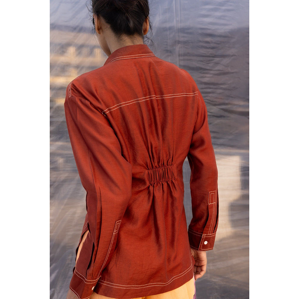 BENNCH Peach Dahlia Pant & Brown Shirt (Set of 2)