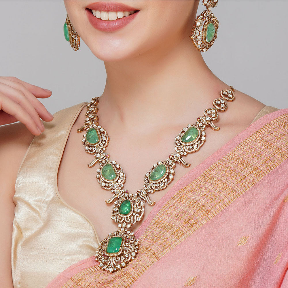 Beryachi Multi-Color Aanaira Kundan Necklace & Earrings Set