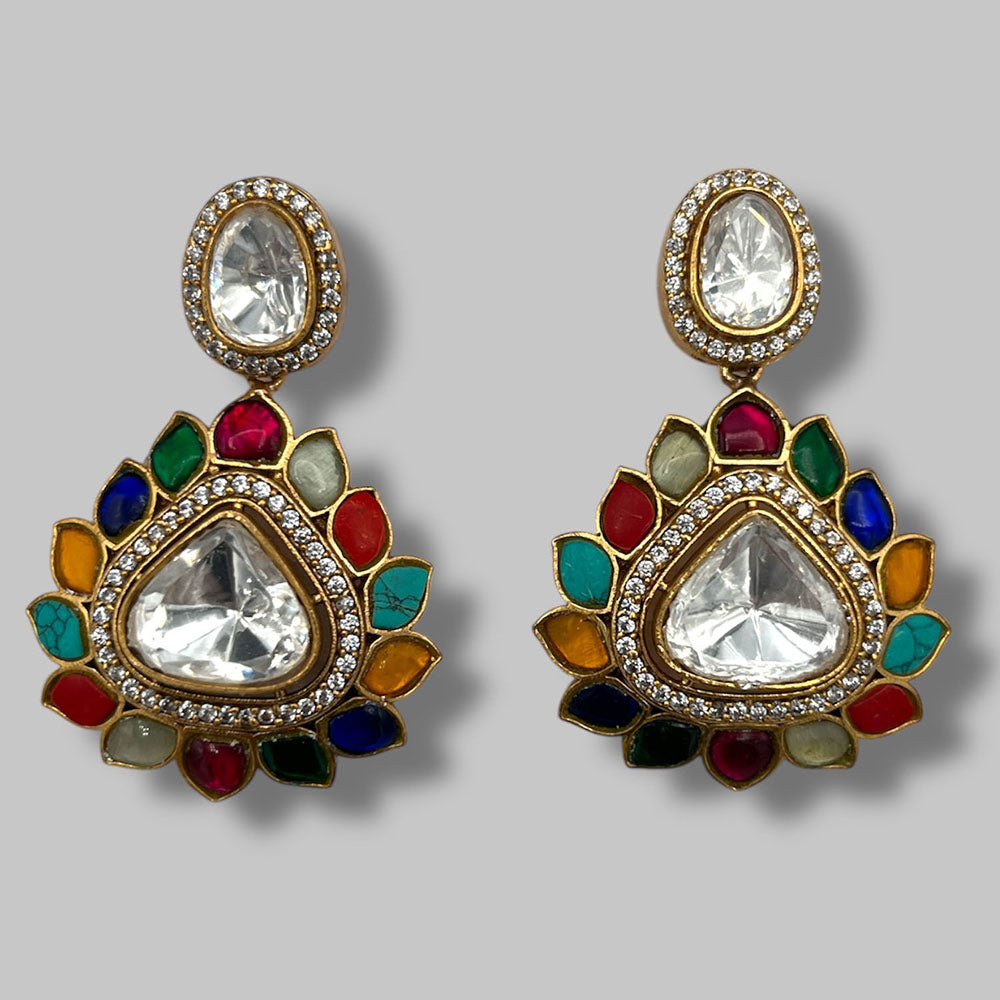 Beryachi Navratna Kamal Kundan Necklace Set