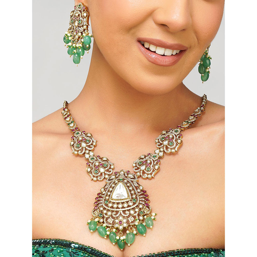 Beryachi Aanya Kundan Multi Necklace with Earrings