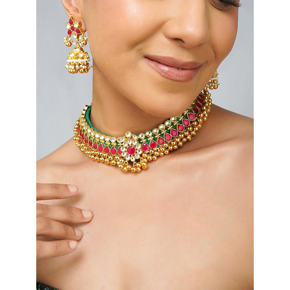Beryachi Kavya Choker Necklace with Earrings