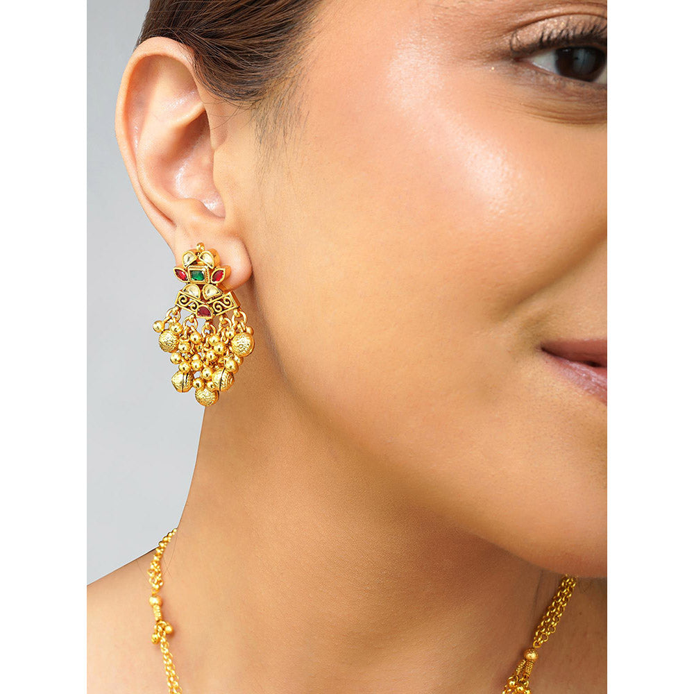 Beryachi Driti Gold Pendent Necklace with Earrings