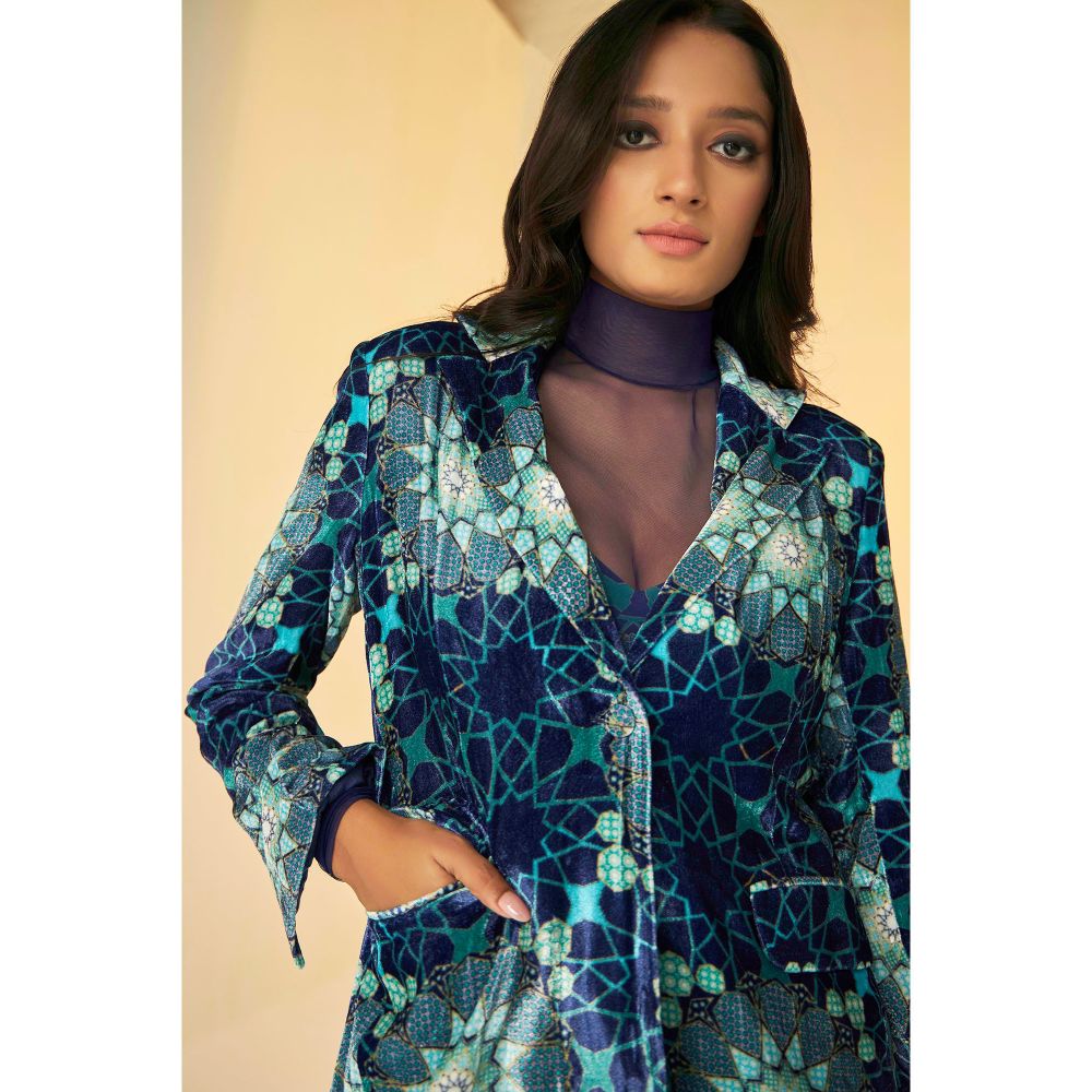 BETRUE Tashkent Velvet Jacket and Pants Set With Bustier and Net Top (Set of 4)