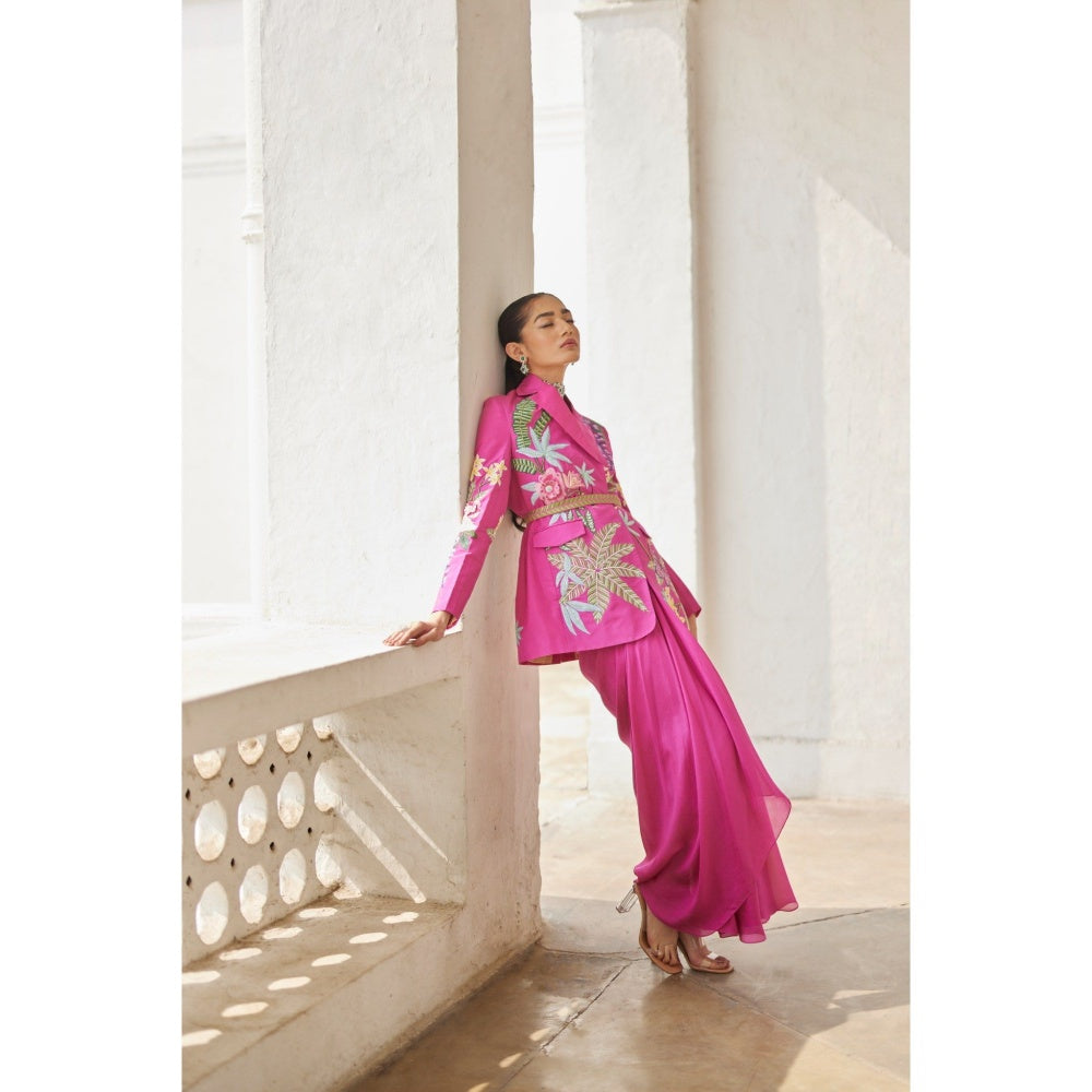 BETRUE Rani Tropical Dream Embroidered Silk Drape Skirt