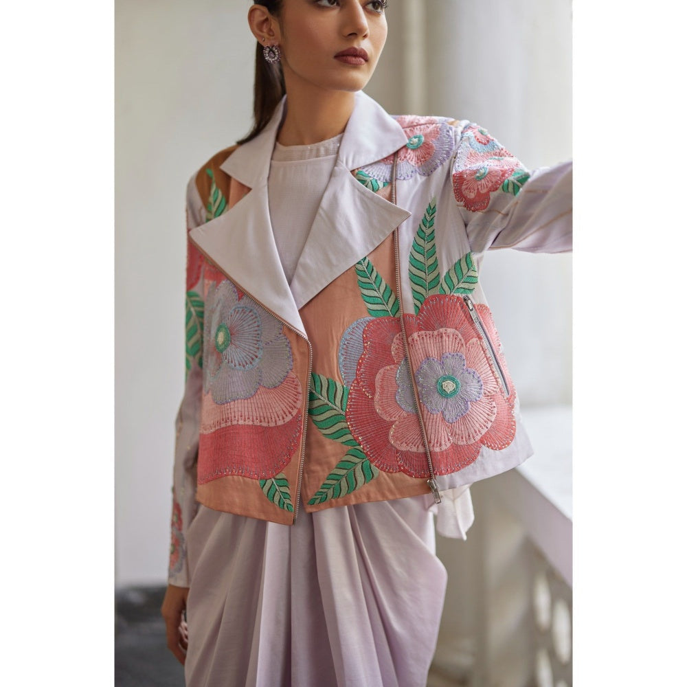 BETRUE Lilac Floral Biker Jacket
